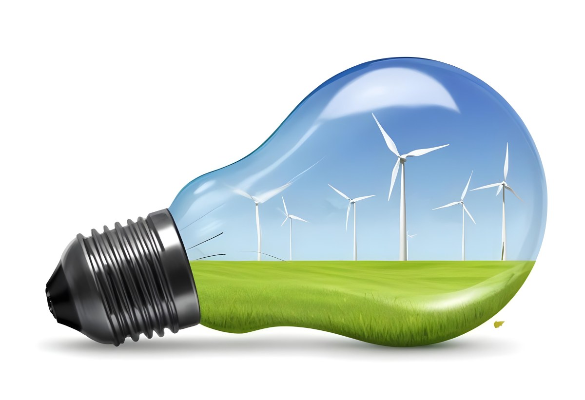 A Light Bulb With Wind Turbines Inside Green Grass White Sky Green Background Clean Energy Concept Renewable Resources Sustainable Development Environmental Awareness Eco Friendly Technology 76 2934