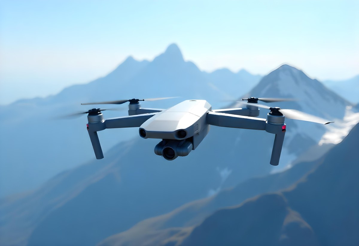 A Military Drone Flying Over A Mountainous Landscape Clear Blue Sky Aerial Perspective Sharp Focus Natural Lighting Daytime High Altitude Surveillance Mission Advanced Technology Unmanned Aircraft 22 A9c8