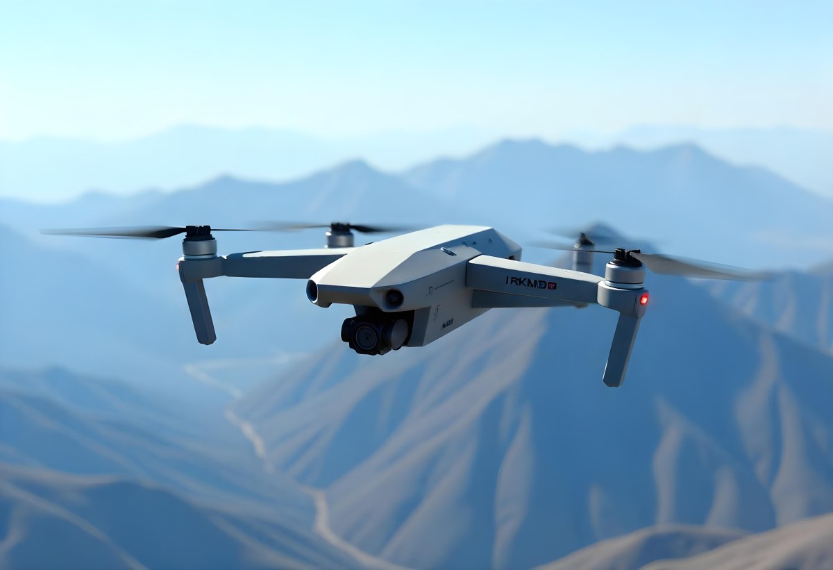 A Military Drone Flying Over A Mountainous Landscape Clear Blue Sky Aerial Perspective Sharp Focus Natural Lighting Daytime High Altitude Surveillance Mission Advanced Technology Unmanned Aircraft 8 2745