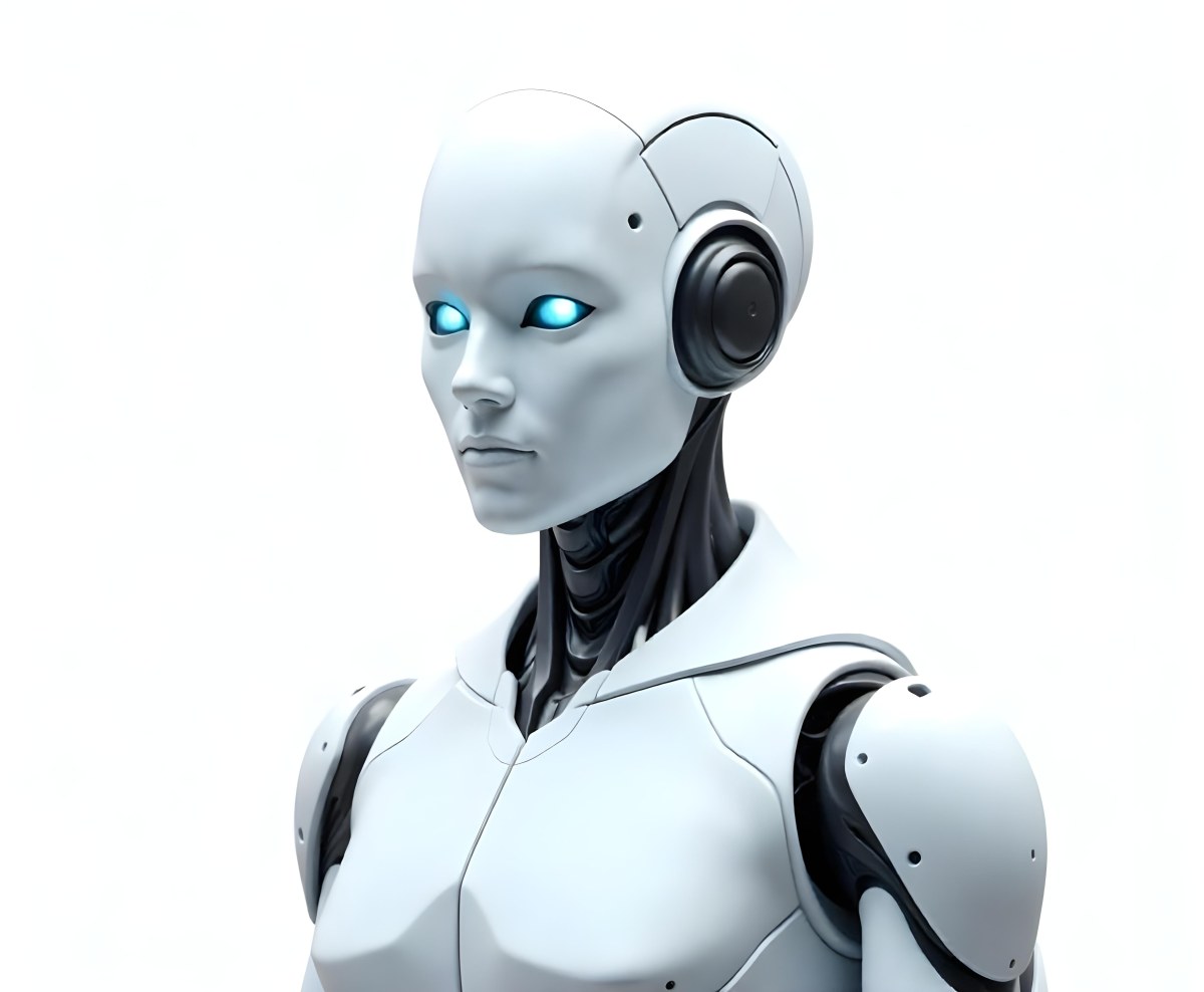 A White Humanoid Robot With Blue Eyes Metallic Details And A Sleek Design Isolated On A White Background 7 1122