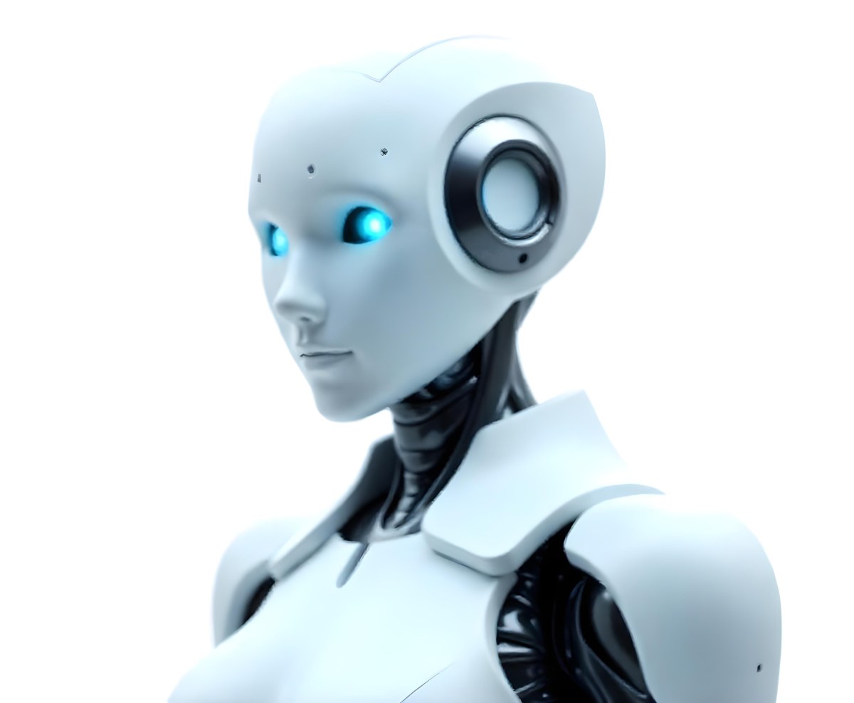 A White Humanoid Robot With Blue Eyes Metallic Details And A Sleek Design Isolated On A White Background 7 4113