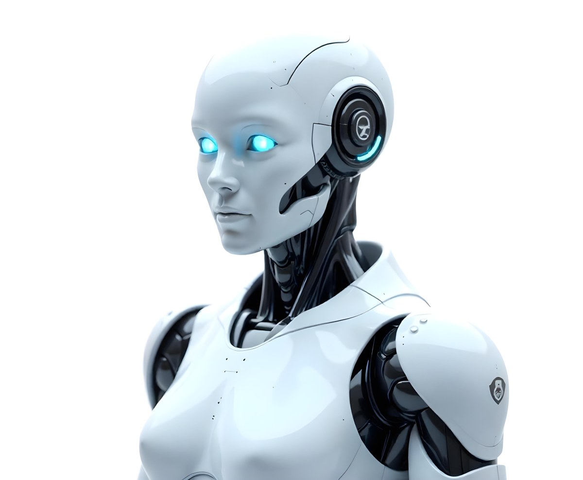 A White Humanoid Robot With Blue Eyes Metallic Details And A Sleek Design Isolated On A White Background 8 8e1b