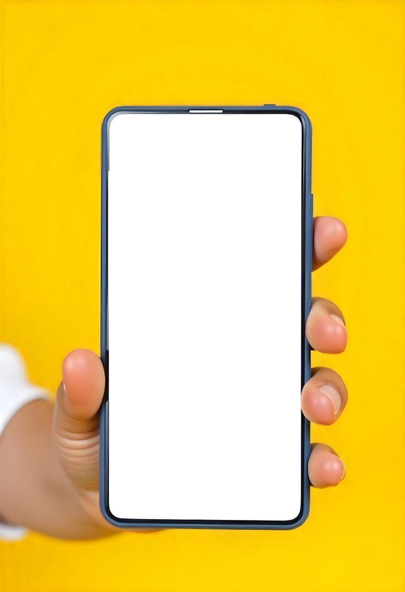 A Yellow Hand Holding A Smartphone
