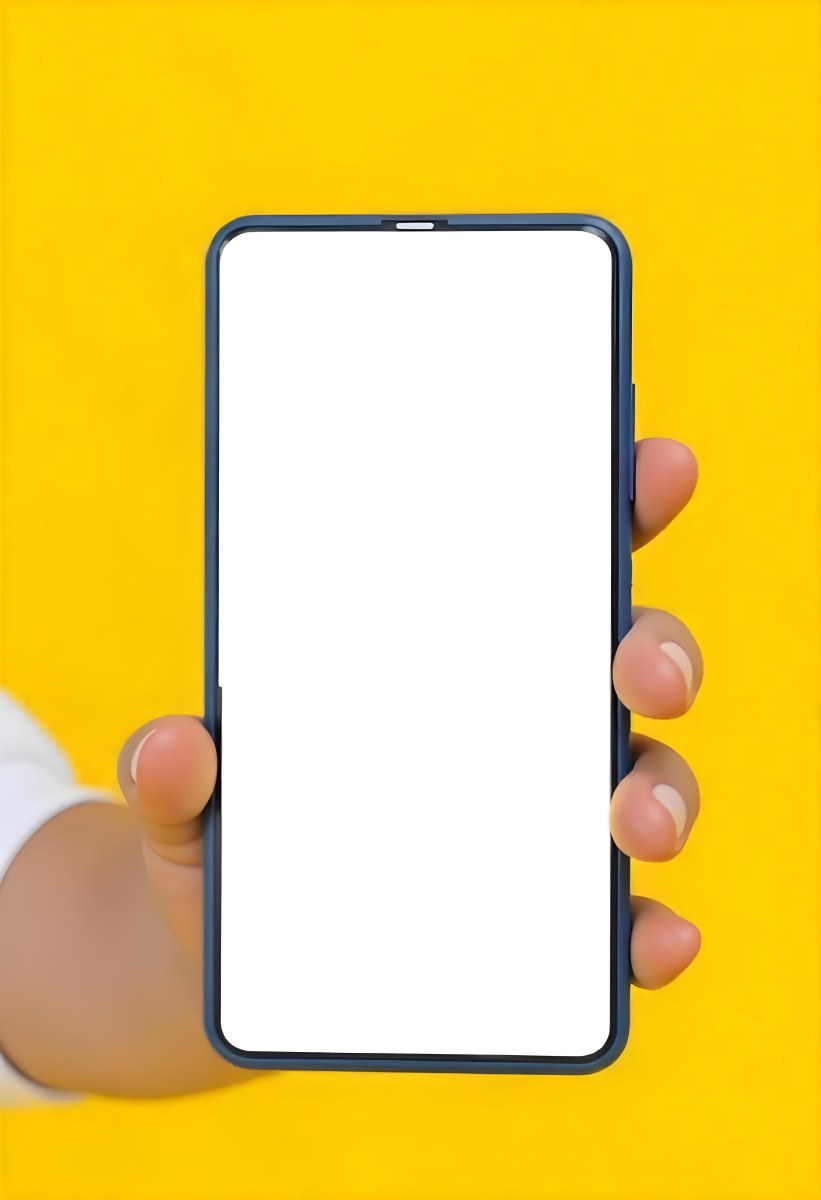 A Yellow Hand Holding A Smartphone With A Yellow Screen In Front Of A White Background 13 E2c3