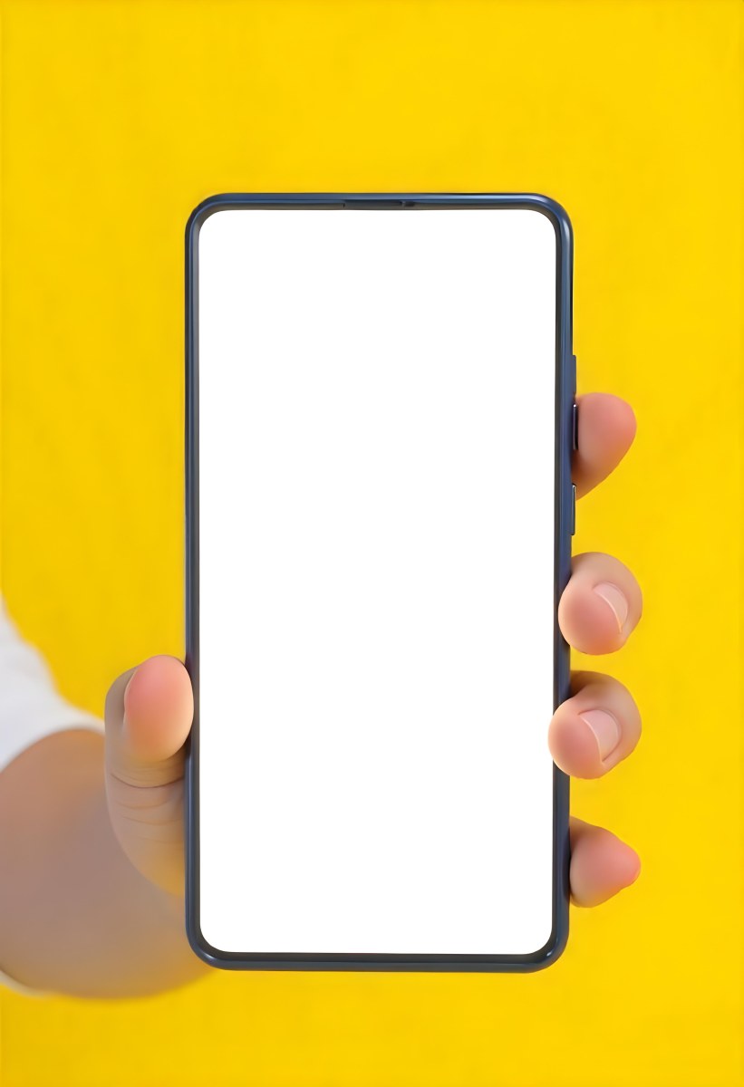 A Yellow Hand Holding A Smartphone With A Yellow Screen In Front Of A White Background 14 A482