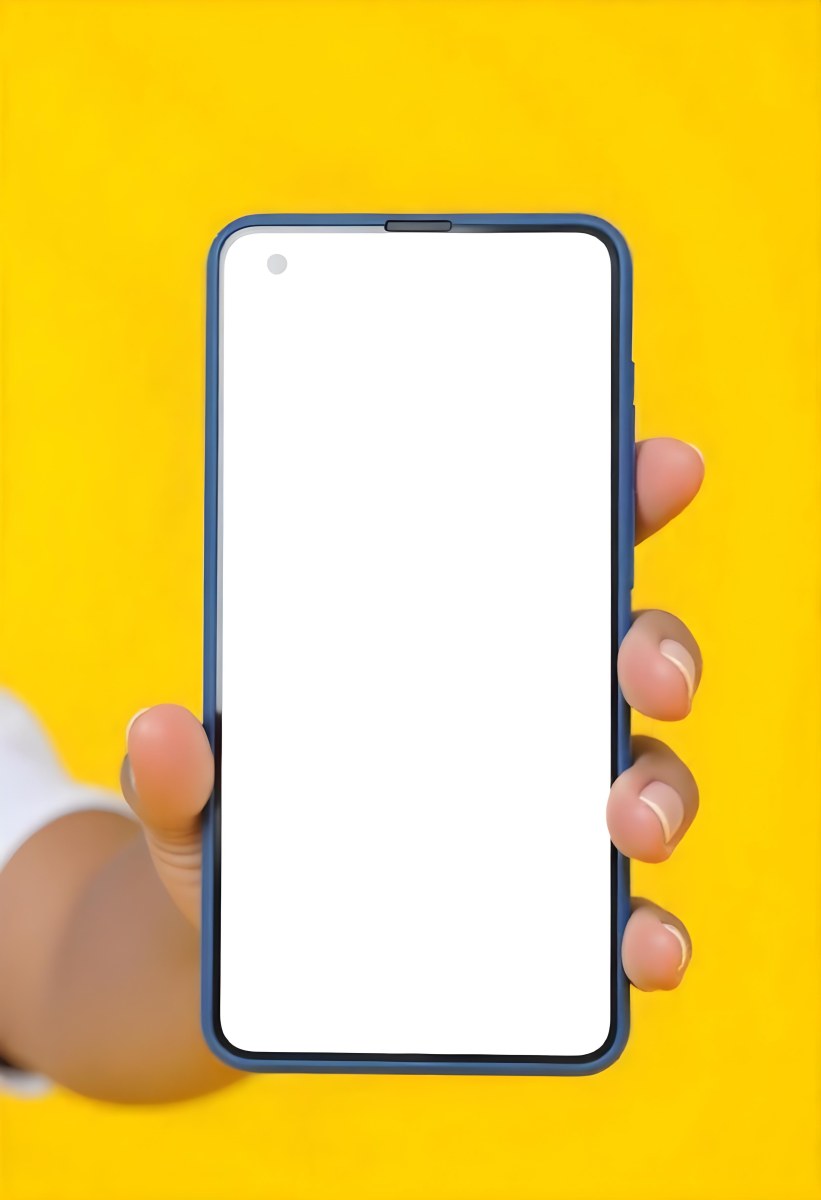 A Yellow Hand Holding A Smartphone With A Yellow Screen In Front Of A White Background 2 D94d