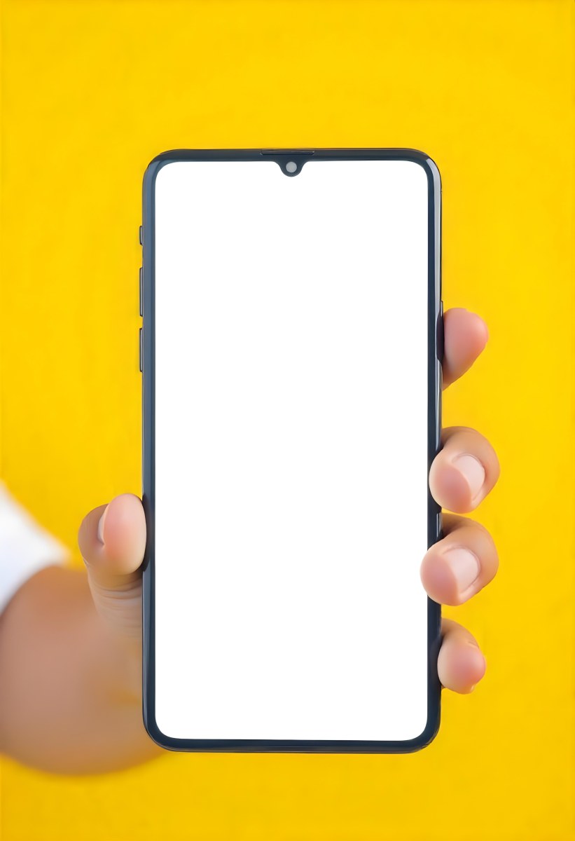 A Yellow Hand Holding A Smartphone With A Yellow Screen In Front Of A White Background 4 8d9f