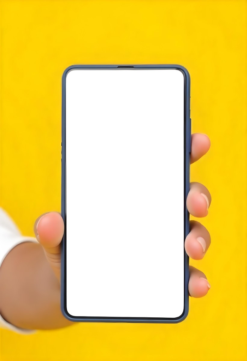 A Yellow Hand Holding A Smartphone With A Yellow Screen In Front Of A White Background 6 D4e3