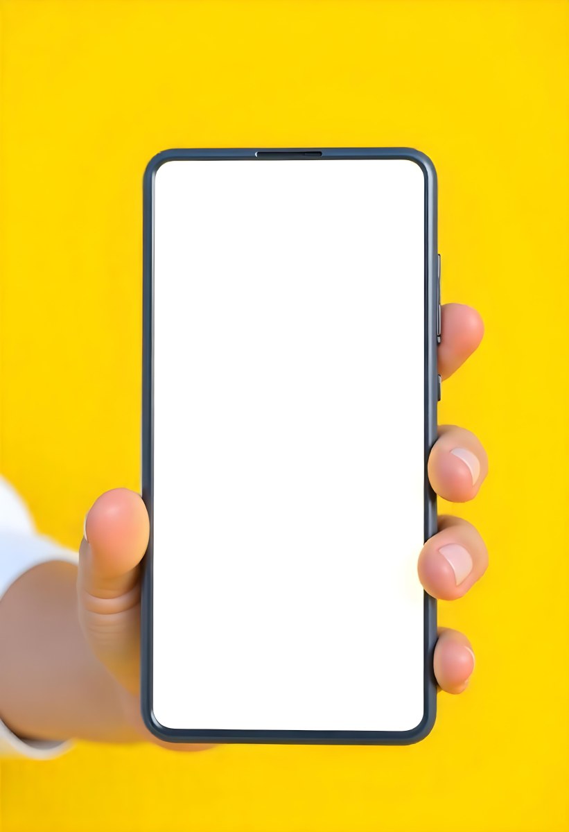 A Yellow Hand Holding A Smartphone With A Yellow Screen In Front Of A White Background 7 5ffb