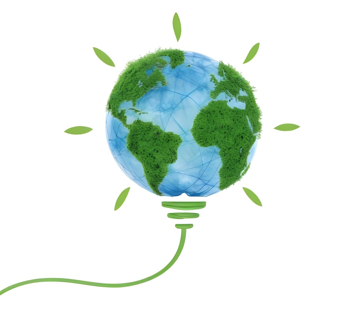 Earth Globe With Green Trees In A Light Bulb Shape Green Lines Around The Bulb White Background Concept Of Green Energy 33 E2c5