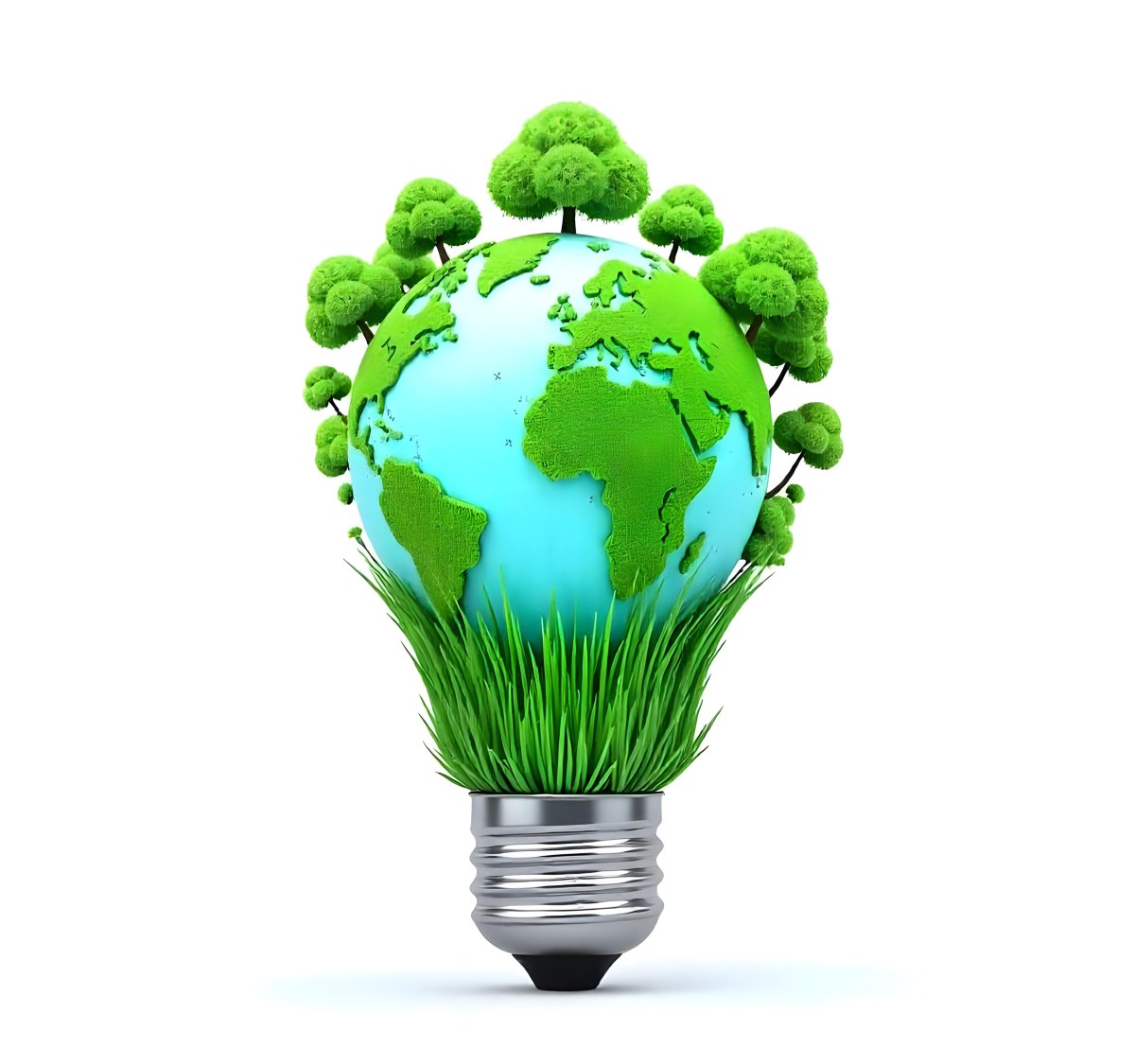 Earth Globe With Green Trees In A Light Bulb Shape Green Lines Around The Bulb White Background Concept Of Green Energy 35 Cd82