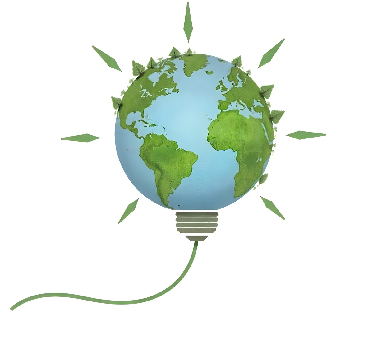 Earth Globe With Green Trees In A Light Bulb Shape Green Lines Around The Bulb White Background Concept Of Green Energy 5 936f