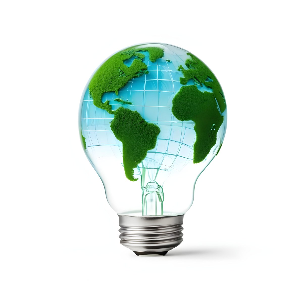 Earth Globe With Green Trees In A Light Bulb Shape Green Lines Around The Bulb White Background Concept Of Green Energy 51 7047