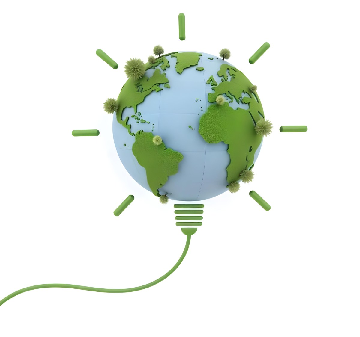 Earth Globe With Green Trees In A Light Bulb Shape Green Lines Around The Bulb White Background Concept Of Green Energy 6 17cf