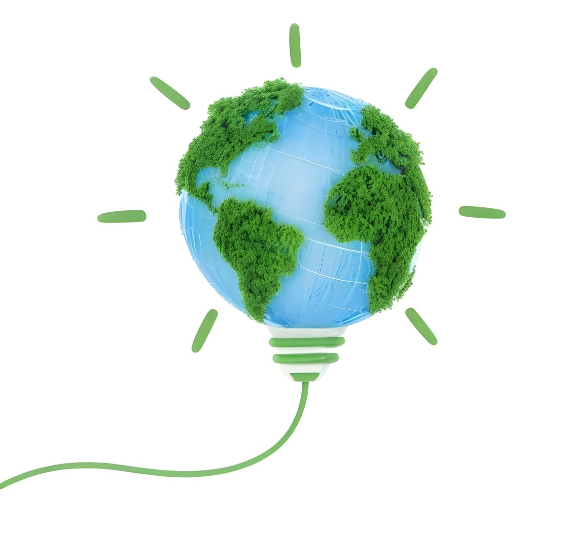 Earth Globe With Green Trees In A Light Bulb Shape Green Lines Around The Bulb White Background Concept Of Green Energy 61 A875