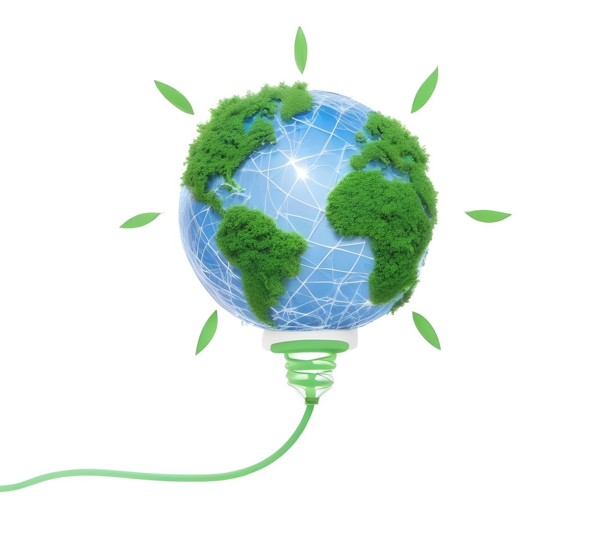 Earth Globe With Green Trees In A Light Bulb Shape Green Lines Around The Bulb White Background Concept Of Green Energy 64 E4bd