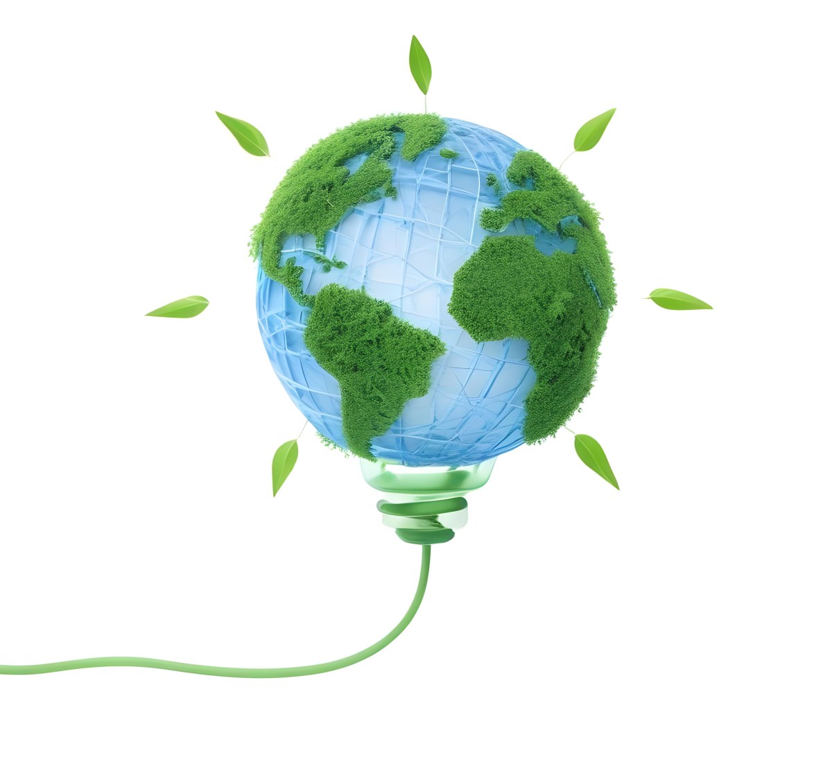 Earth Globe With Green Trees In A Light Bulb Shape Green Lines Around The Bulb White Background Concept Of Green Energy 66 2e2b