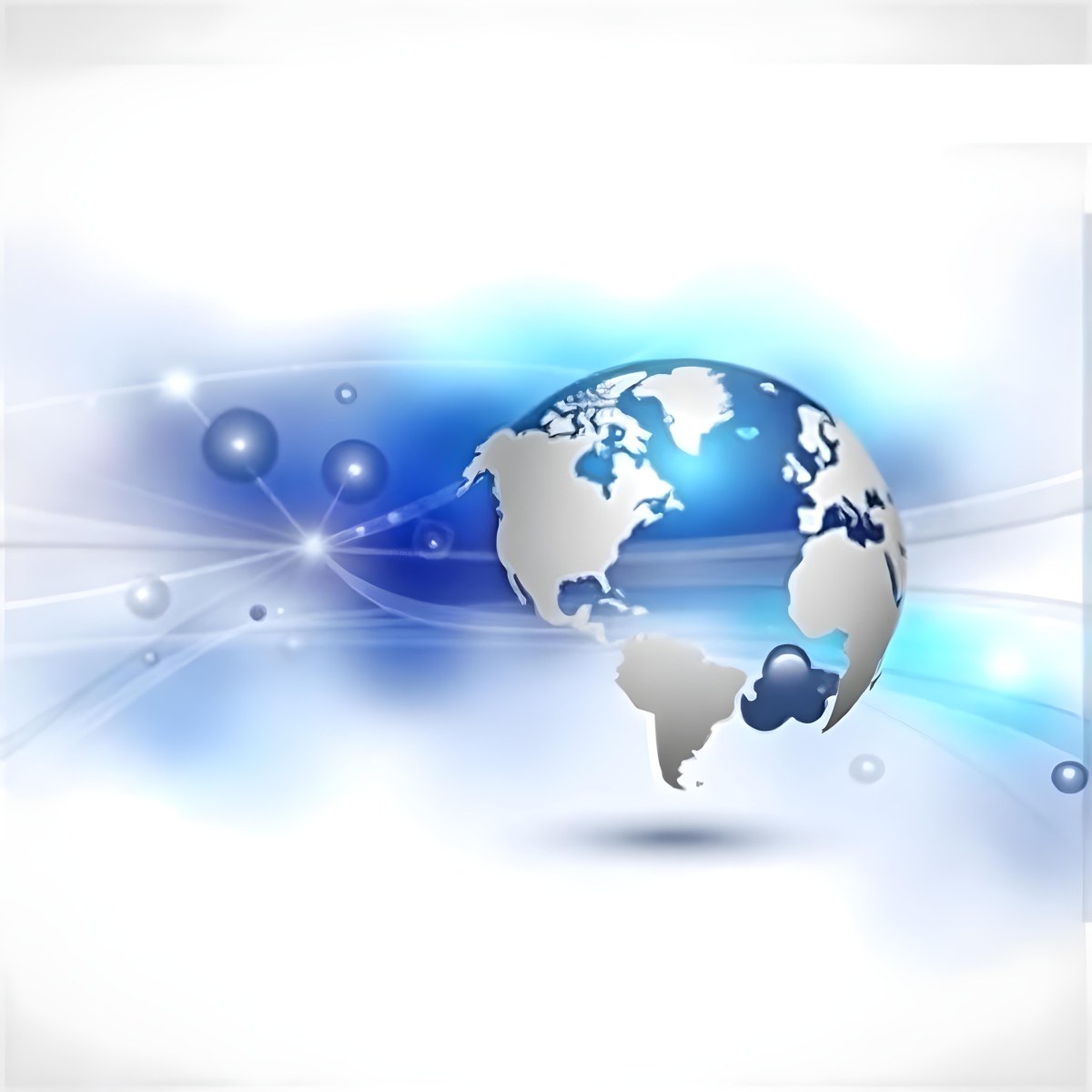 Globe With A Blue And White Color Scheme Surrounded By Abstract Geometric Shapes And Lines Creating A Sense Of Connectivity And Technology Against A Blue Background 21 651f