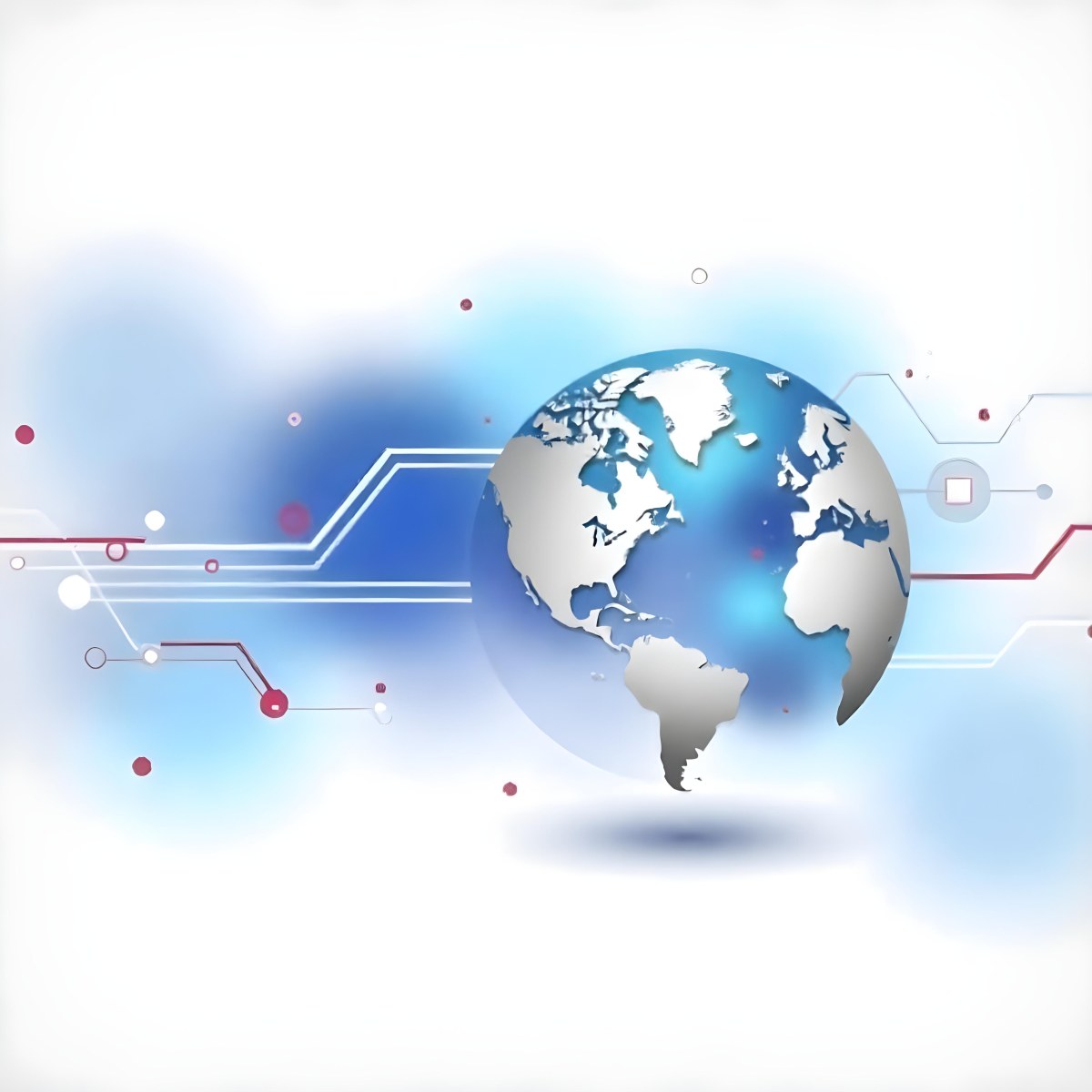 Globe With A Blue And White Color Scheme Surrounded By Abstract Geometric Shapes And Lines Creating A Sense Of Connectivity And Technology Against A Blue Background 4 6154