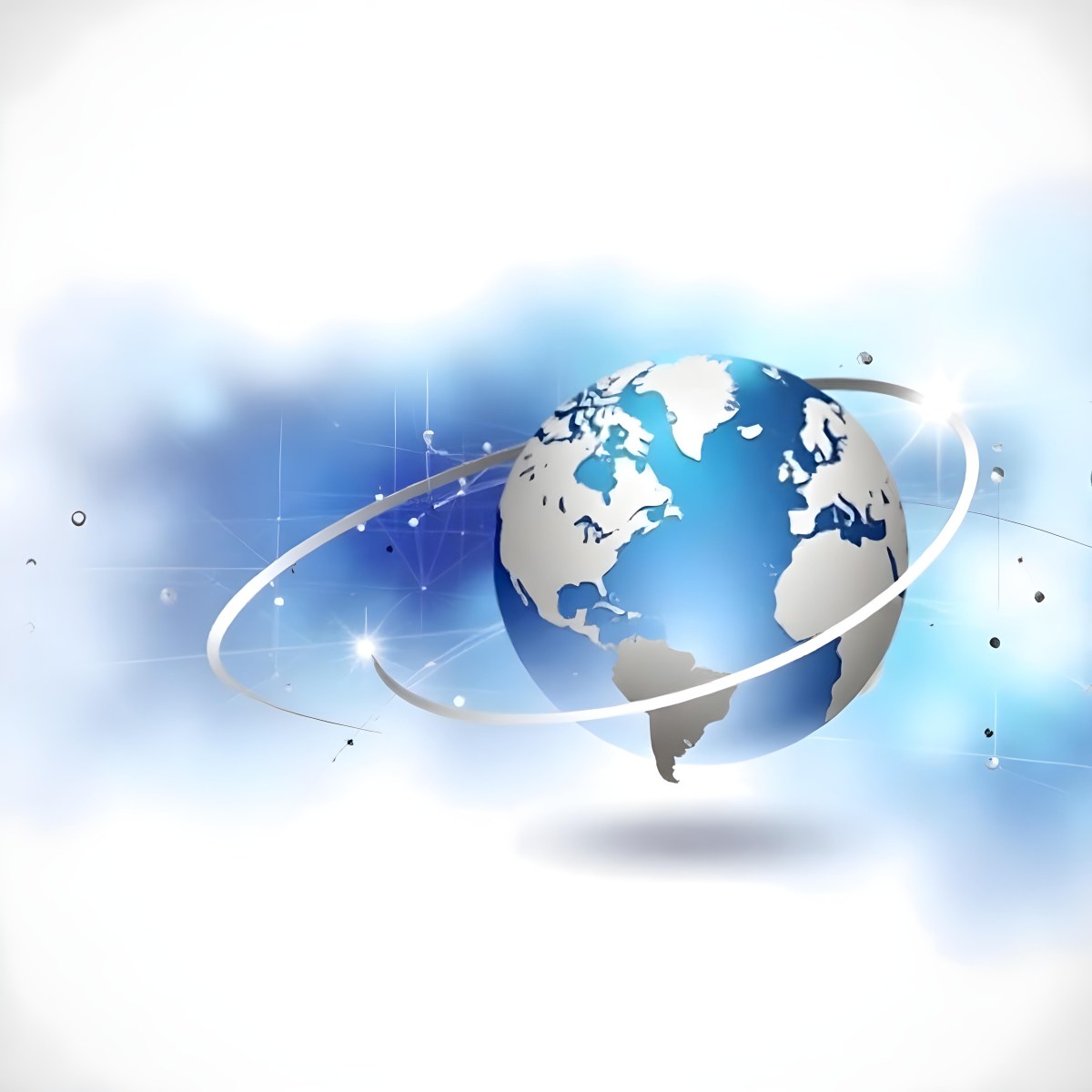 Globe With A Blue And White Color Scheme Surrounded By Abstract Geometric Shapes And Lines Creating A Sense Of Connectivity And Technology Against A Blue Background 41 1260