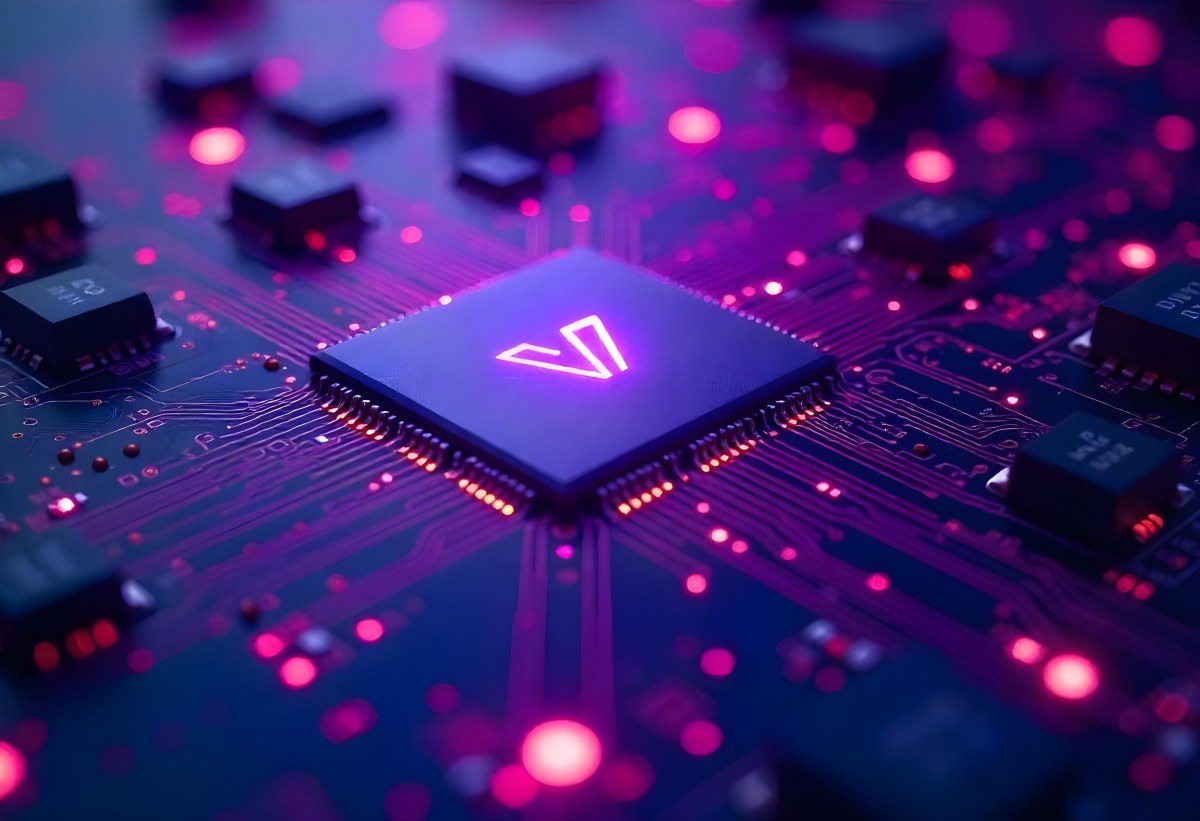 Purple Circuit Board With Intricate Patterns And Glowing Lights Showcasing The Complexity Of Electronic Engineering In A Futuristic Environment 4 748d