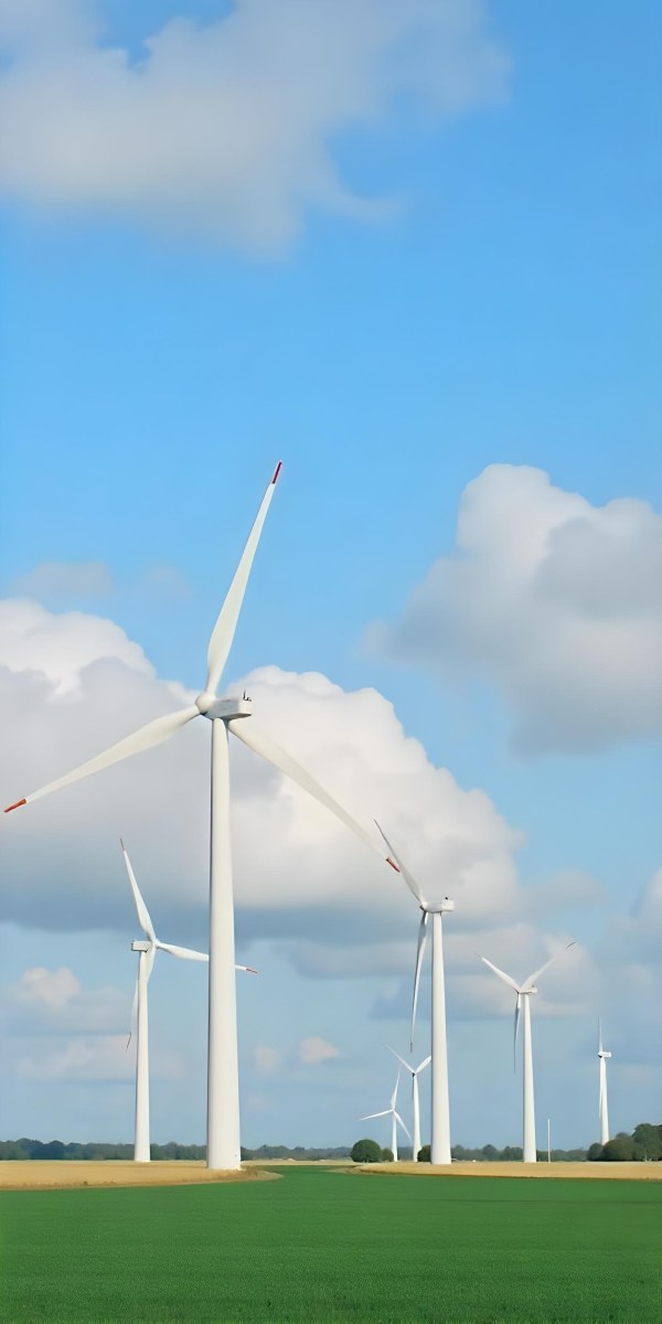Wind Turbines With White Tips Under A Red Sky With White Clouds Generating Clean Energy In A Rural Environment 15 Ec4e