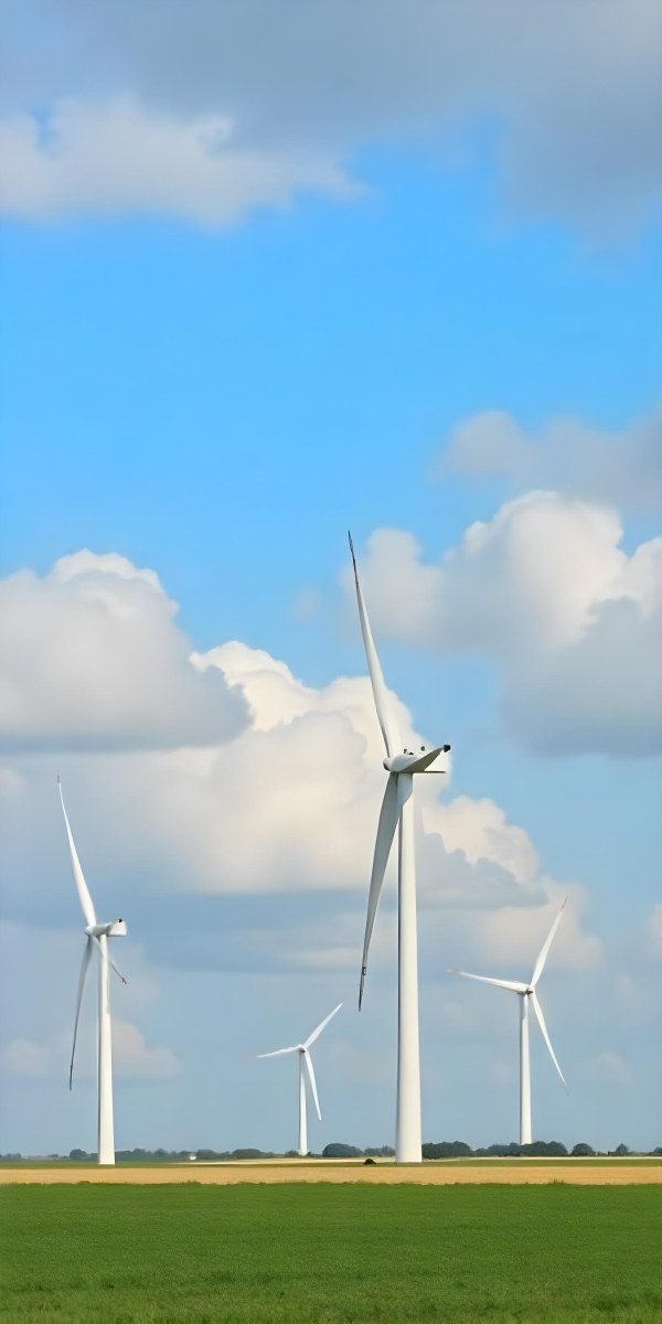 Wind Turbines With White Tips Under A Red Sky With White Clouds Generating Clean Energy In A Rural Environment 5 3aac