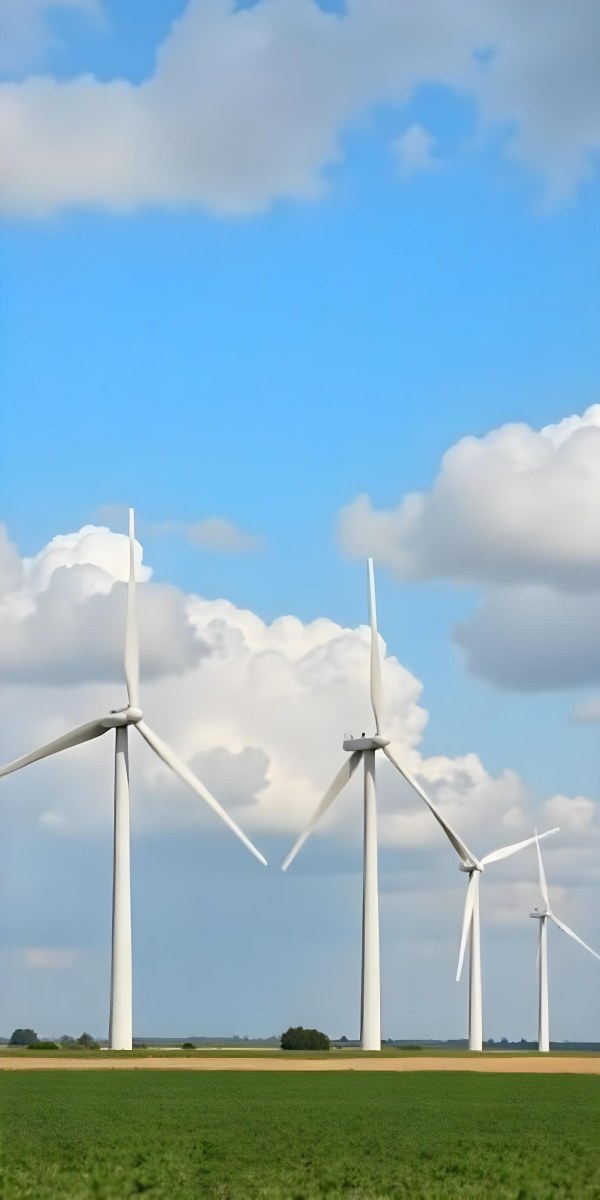 Wind Turbines With White Tips Under A Red Sky With White Clouds Generating Clean Energy In A Rural Environment 6 9c82