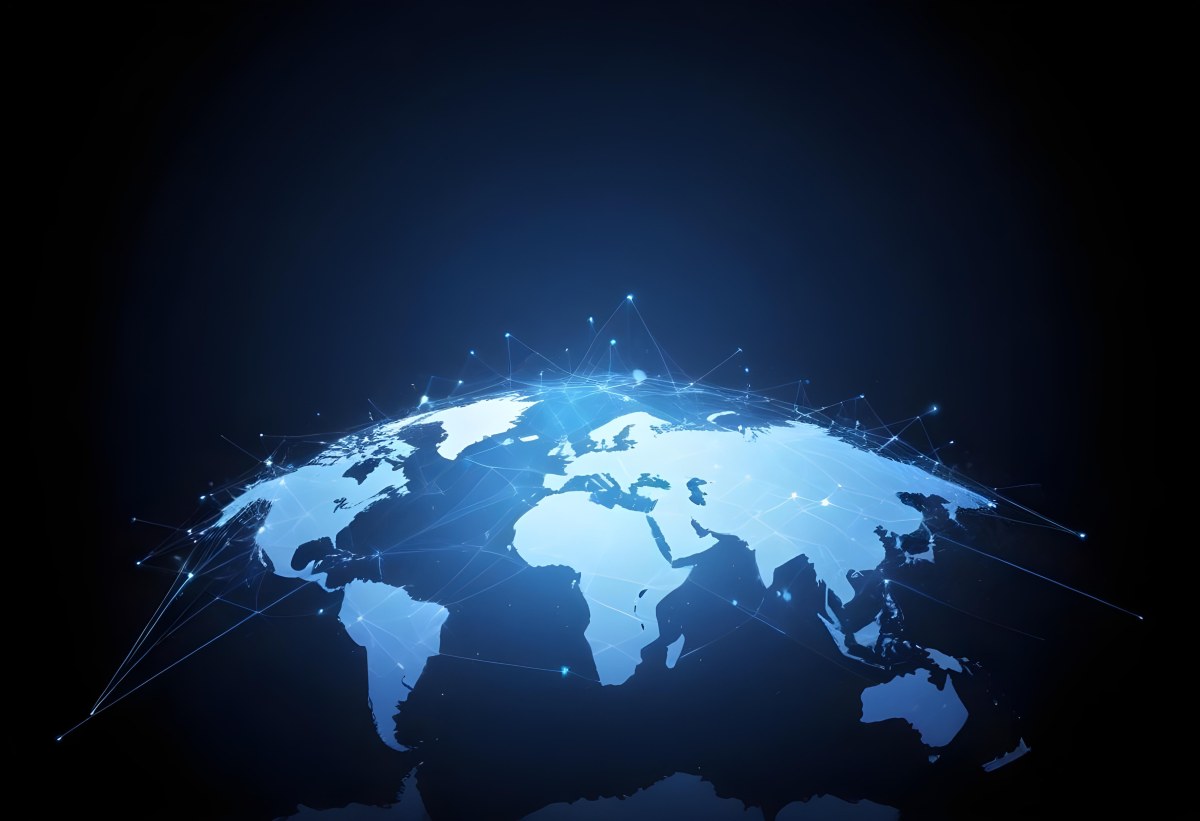 World Map With Interconnected Dots And Lines Representing Global Network Communication And Technology Set Against A Dark Blue Background Modern And Futuristic Design 11 2d6c