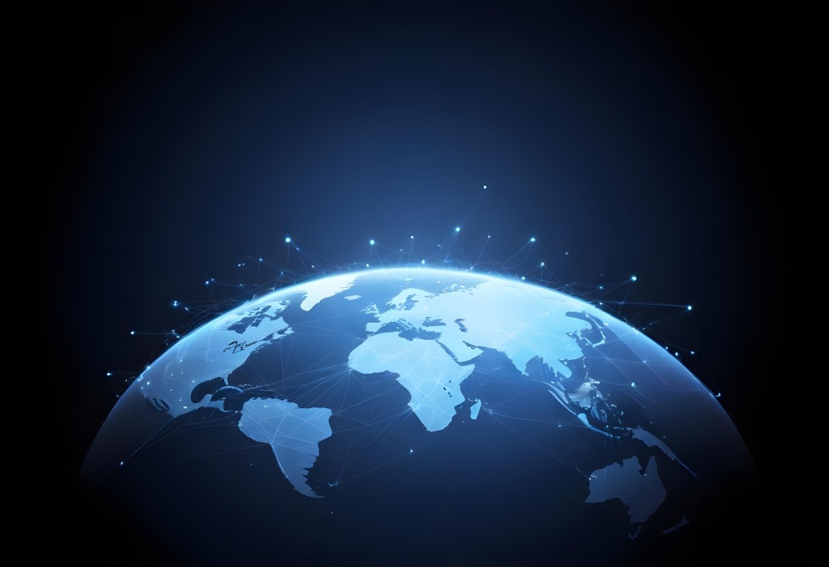 World Map With Interconnected Dots And Lines Representing Global Network Communication And Technology Set Against A Dark Blue Background Modern And Futuristic Design 27 0eb3