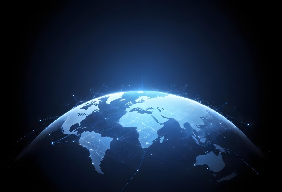 World Map With Interconnected Dots And Lines Representing Global Network Communication And Technology Set Against A Dark Blue Background Modern And Futuristic Design 4 18f0