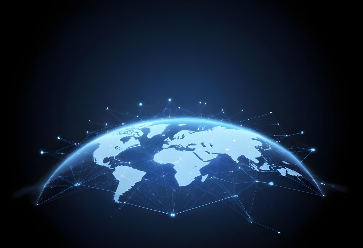World Map With Interconnected Dots And Lines Representing Global Network Communication And Technology Set Against A Dark Blue Background Modern And Futuristic Design 6 Eaad