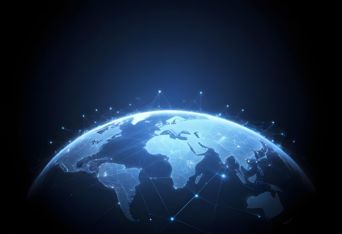 World Map With Interconnected Dots And Lines Representing Global Network Communication And Technology Set Against A Dark Blue Background Modern And Futuristic Design 9 201d