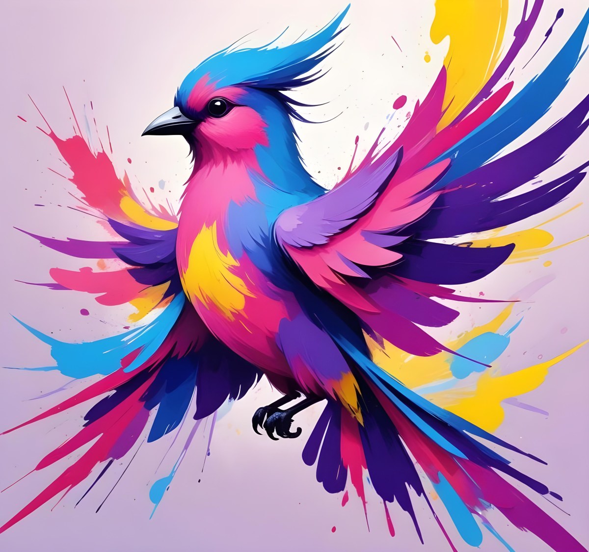 A Colorful Bird With Vibrant Feathers In Shades Of Purple Pink Orange And Yellow The Bird Has A Simple Stylized Design With Abstract Patterns And Shapes Forming Its Plumage The Background Is Plain White 13 43e4