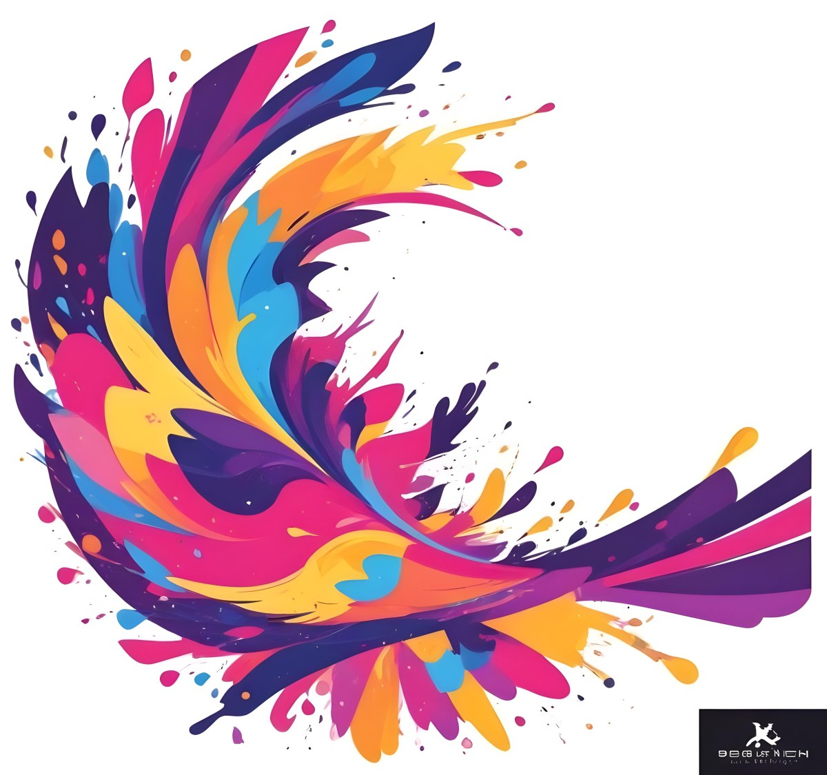 A Colorful Bird With Vibrant Feathers In Shades Of Purple Pink Orange And Yellow The Bird Has A Simple Stylized Design With Abstract Patterns And Shapes Forming Its Plumage The Background Is Plain White 67 6990