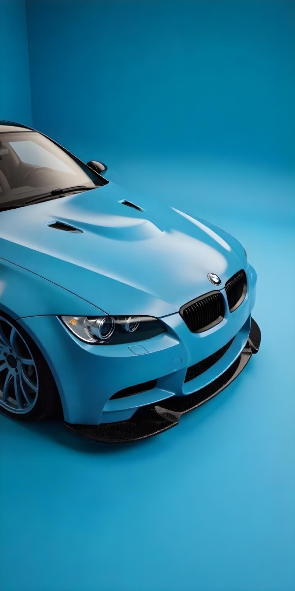 A Black Bmw M3 E92 With A Wide Body Kit Blue Rims And A Carbon Fiber Front Lip Studio Background 31 7713