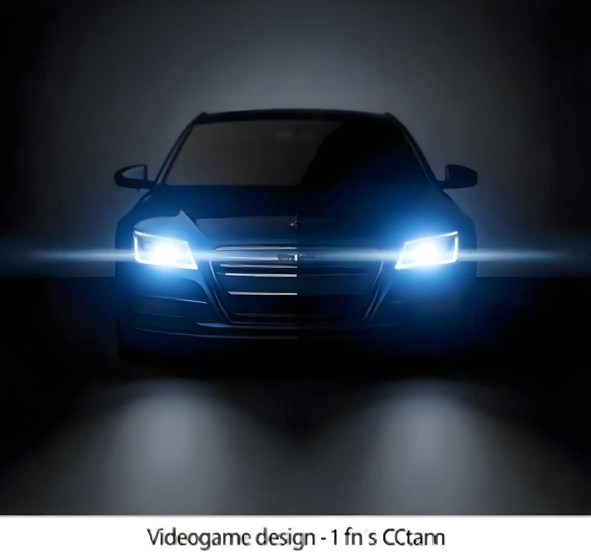 A Blue Car With Its Headlights On In A Dark Background The Headlights Are Bright And Blue The Car Is Facing Forward 14 Fa3f