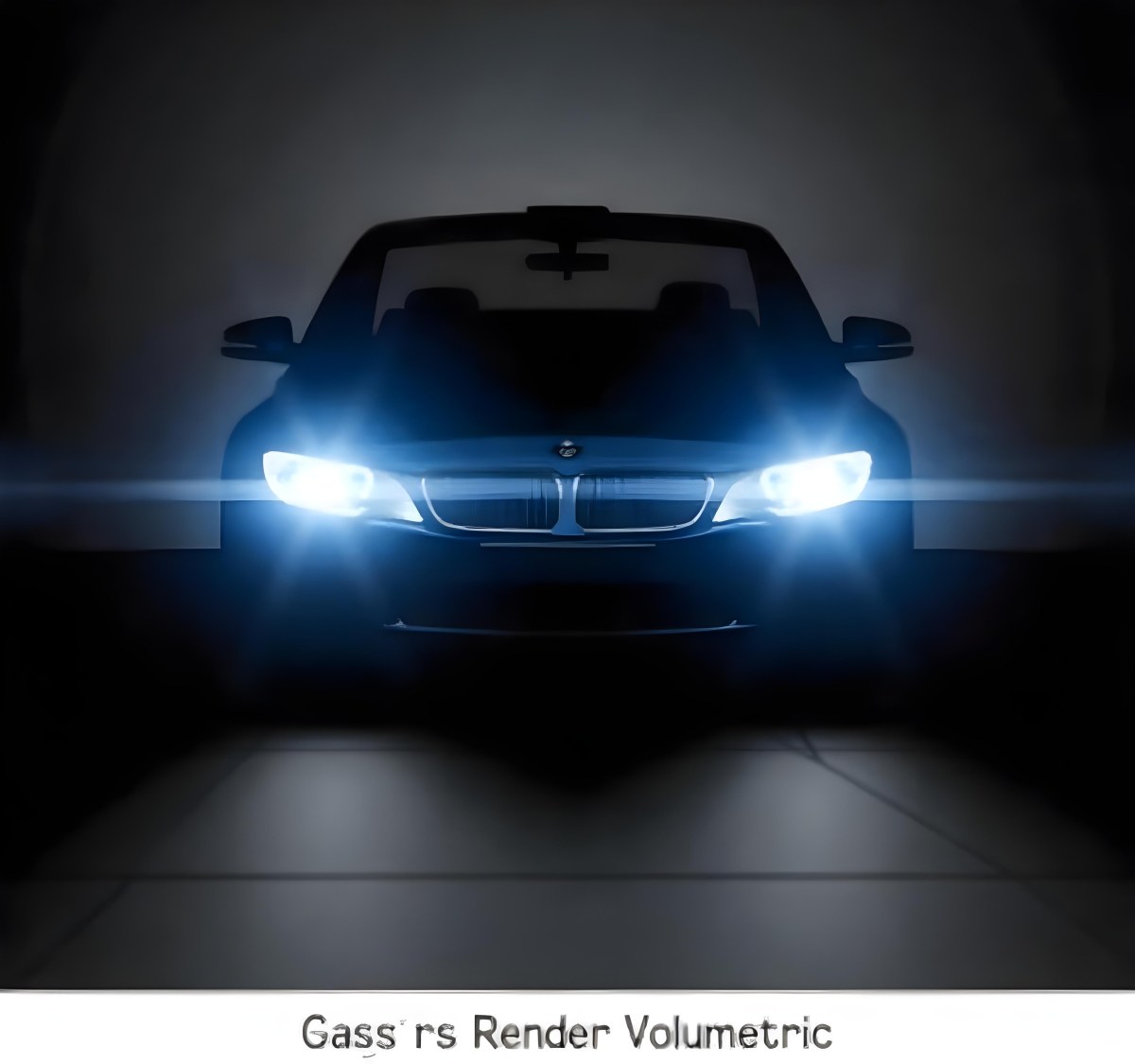 A Blue Car With Its Headlights On In A Dark Background The Headlights Are Bright And Blue The Car Is Facing Forward 2 118e