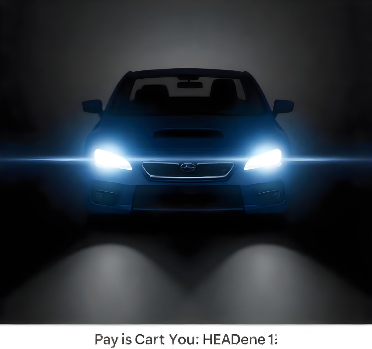 A Blue Car With Its Headlights On In A Dark Background The Headlights Are Bright And Blue The Car Is Facing Forward 3 98f2