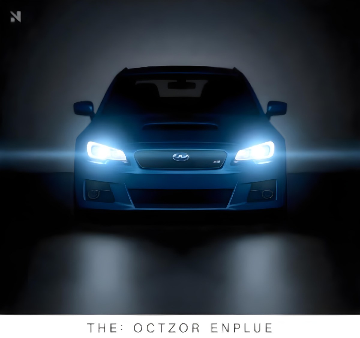 A Blue Car With Its Headlights On In A Dark Background The Headlights Are Bright And Blue The Car Is Facing Forward 30 0890