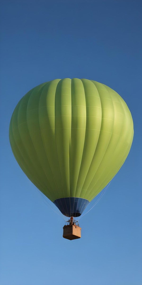 A Blue Hot Air Balloon With A Blue Base Against A Clear Blue Sky The Balloon Is Brightly Lit And Appears To Be Floating 13 8296