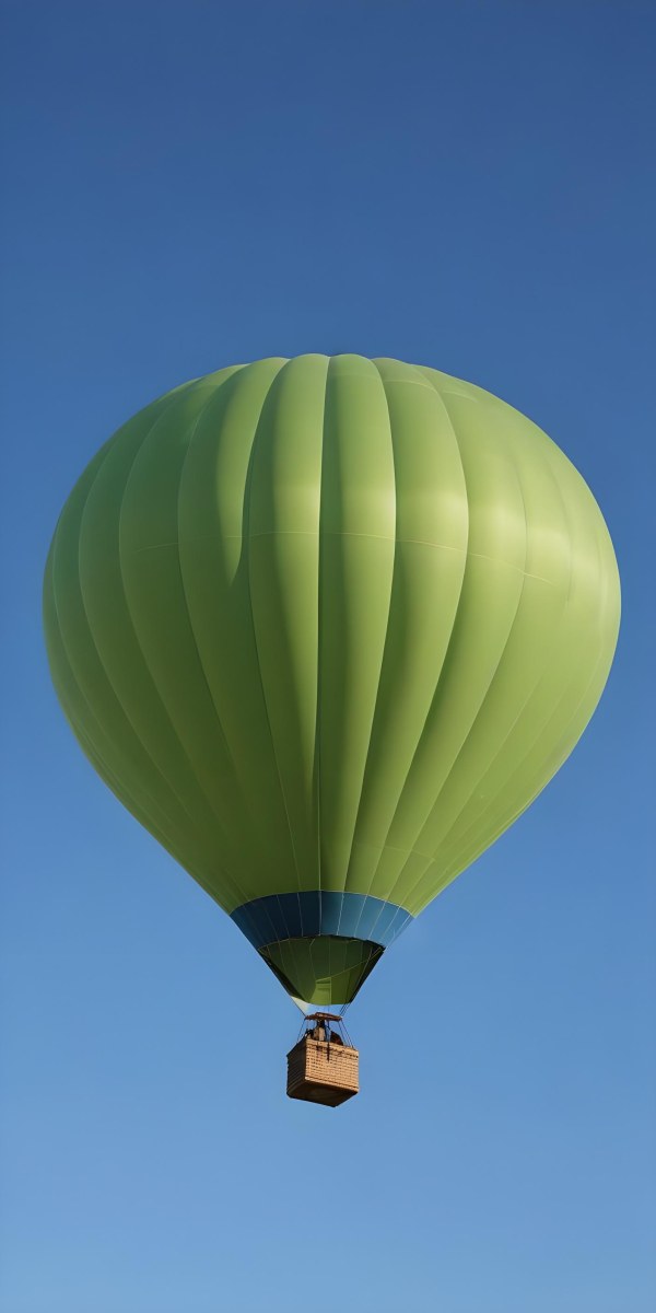 A Blue Hot Air Balloon With A Blue Base Against A Clear Blue Sky The Balloon Is Brightly Lit And Appears To Be Floating 18 Afce