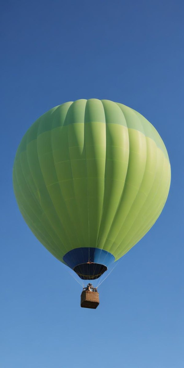A Blue Hot Air Balloon With A Blue Base Against A Clear Blue Sky The Balloon Is Brightly Lit And Appears To Be Floating 34 C17f