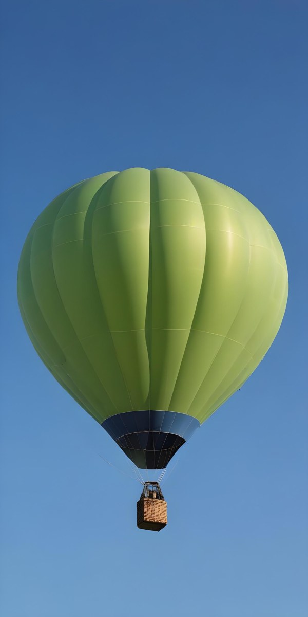 A Blue Hot Air Balloon With A Blue Base Against A Clear Blue Sky The Balloon Is Brightly Lit And Appears To Be Floating 4 Be19