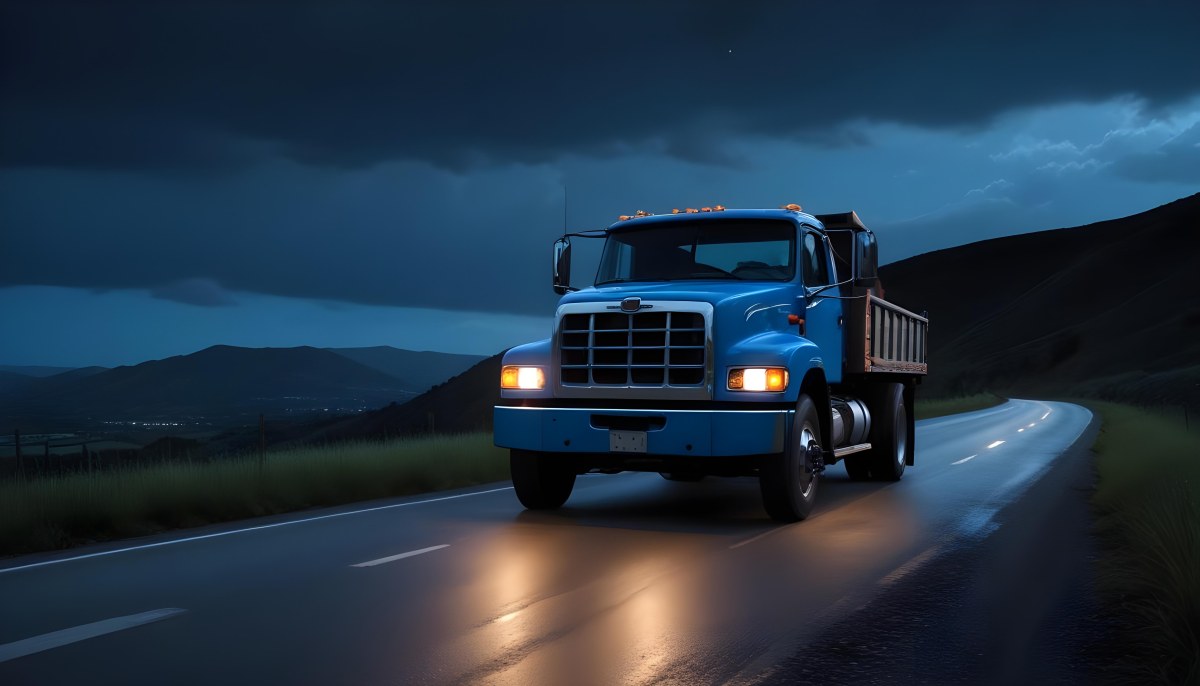 A Long Silver Truck On The Road The Trailer Is Reflective Like A Mirror Sunset Sky In The Background 711 9473