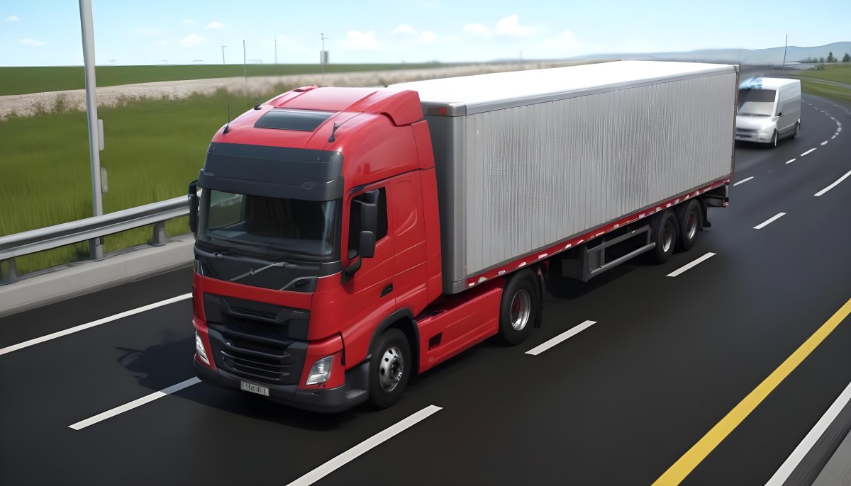 A Long Silver Truck On The Road The Trailer Is Reflective Like A Mirror Sunset Sky In The Background 719 A8e7