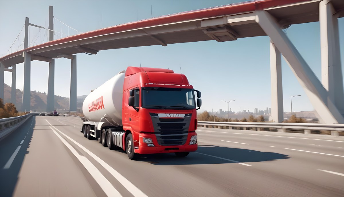 A Long Silver Truck On The Road The Trailer Is Reflective Like A Mirror Sunset Sky In The Background 86 Ba2c