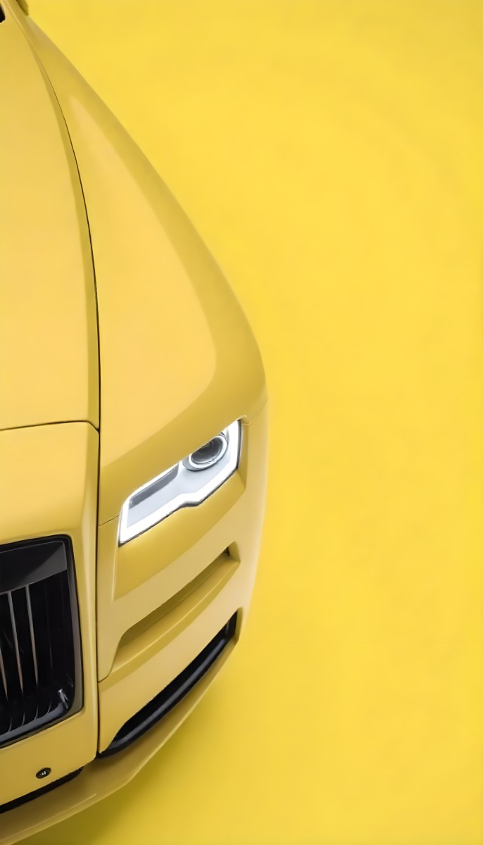 Yellow Rolls Royce Front View Headlight On Yellow Background 3 2d18