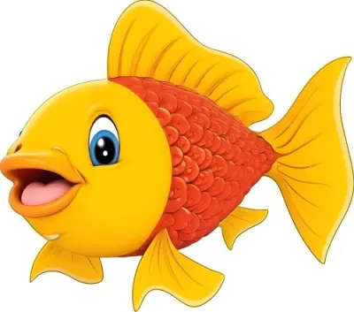 3d Model A Cartoon Goldfish With Big Red Fins And A Yellow Scaled Body Smiling With An Open Mouth Isolated On A White Background Figure Octane Render Volumetric Highly Detailed Videogame Aesthetic 53 76e7