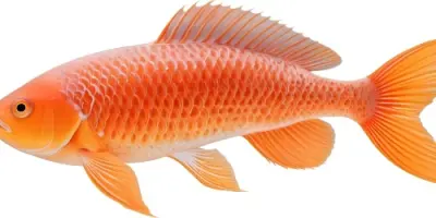 An Orange Fish With Scales Long Fins Swimming In A White Background Detailed Fins Vibrant Colors Smooth Gradients Clean Lines Stylized Design Aquatic Creature 36 D49b